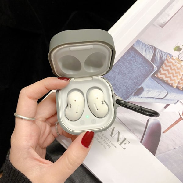 Kompatibel med Samsung Buds2/buds 2pro/buds pro/buds live/buds FE Hörlursfodral, 3D Mjukt Silikon Hörlursfodral med Krok