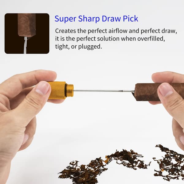 Cigar Punch 3-i-1 Multiværktøj med Trækforbedrer, Kutter og Dobbelt Buffer – Et Must-Have for Cigar-Entusiaster (Guld)