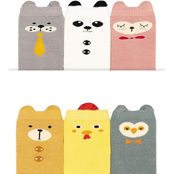Baby Girls' Anti-Slip Socks Winter Cotton Pack of 6 M