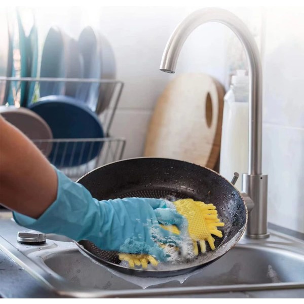 Ridsfri mikrofibersvamp til multifunktionelle skrubbesvampe sammen med kraftig skurekraft - ubesværet rengøring af opvask, (3 pakke)