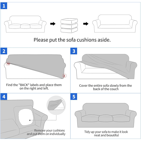 2 stk. Ny Jacquard Stoltrekk med Arm Lenestoltrekk Elastisk Sofa Deksel for Stue Hunder Elastisk Sofa Deksel Sofa Beskytter (1 Seater, Mørk Grå)