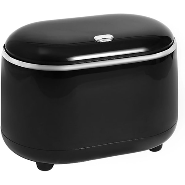 Mini Søppelbøtte for Skrivebord, Søppelbøtte med Lokk, Liten Søppelbøtte for Kjøkken, Bad, Kontor, Sminkebord (Svart)