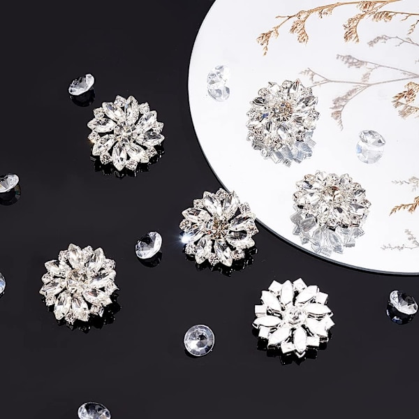 10 stk. 28MM Blomst Rhinestone Shank Knapper Krystal Sy På Knapper med 1 Hul og Flad Bagside, Rhinestone Snefnug Metal Knapper C