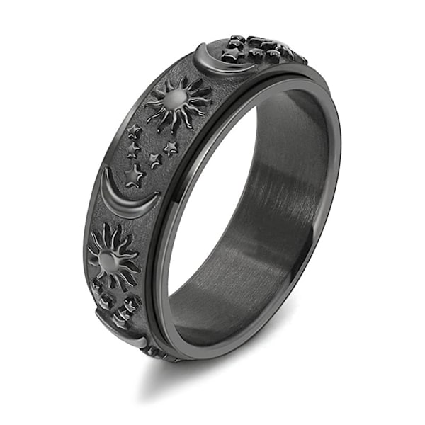 No 9 Sort Spinner Ring til Mænd Kvinder Cool Evil Eye Ringe Rustfrit Stål Fidget Ring Stress Relief Ring