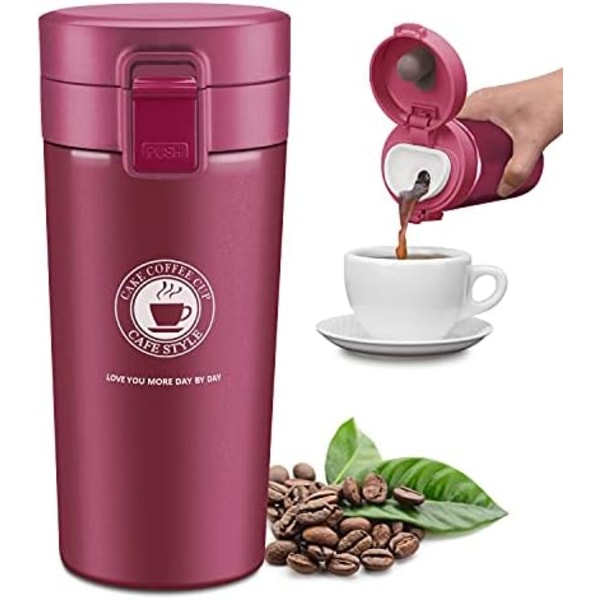 2 st 380 ml Termiska Kaffe Koppar, Resetermos Koppar, Rostfritt Stål Isolerade Flaskor, Läcksäkra