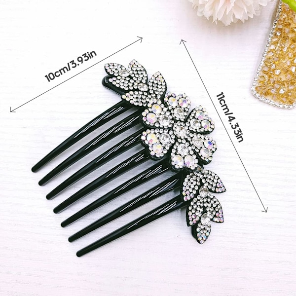 3 Pakke Hårkammer for Kvinner, Rhinestone Hårkammer, Hårkammer, Blomster Hårkammer, Gaver til Kvinner og Jenter