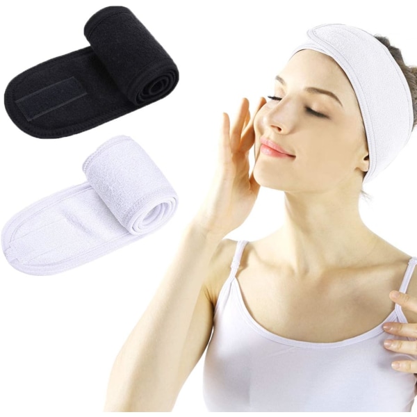 Spa Pannband - 2 delar Ansiktsbehandling Kvinnor Makeup Hårband Handduksduk med justerbar magic klistermärke för att tvätta ansiktssmink