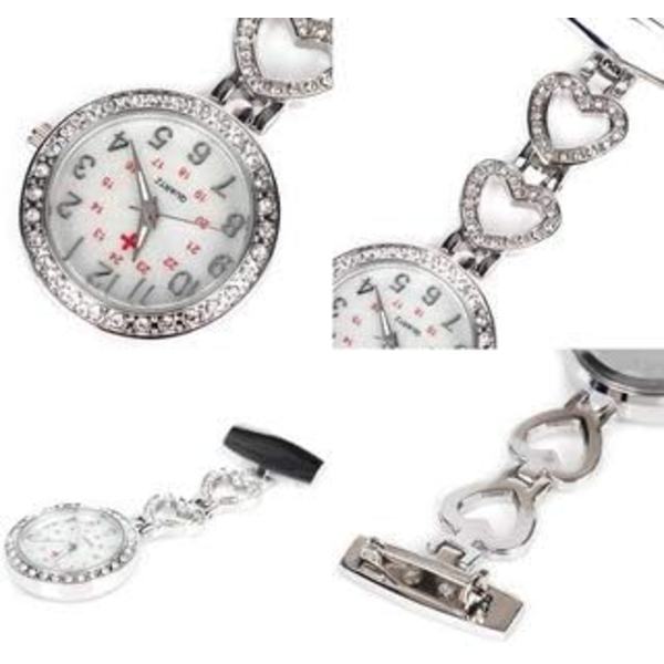 Damer Hjerte Stål Sygeplejerske Læge Tunika Brosche Quartz FOB Lomme Ur