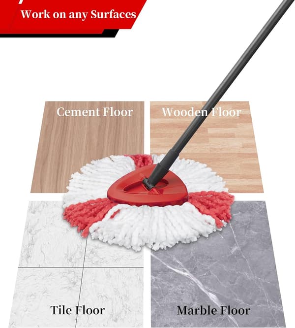 3-pakning moppehoder, kompatible med Vileda, 2-i-1 Turbo moppehode-erstatning, mikrofiber spinmopp-påfyll (rød)