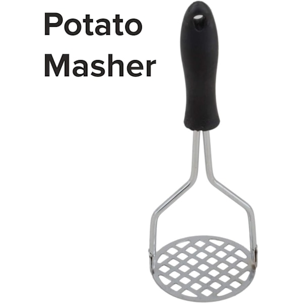 Kartoffelmoser i rustfrit stål med blødt greb og skridsikkert håndtag, køkkenredskab til mosning af mad