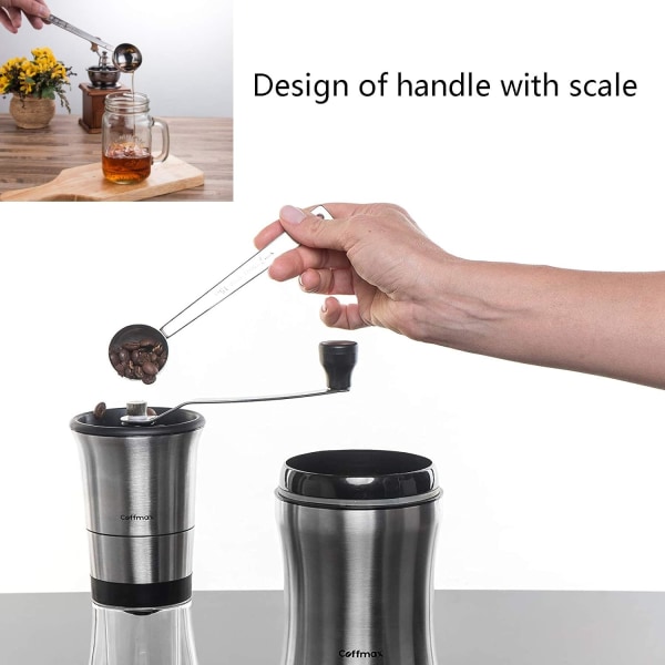 2-delt rustfrit kaffemåleske i rustfrit stål, kaffeske 1 spiseske, kaffeske med langt håndtag