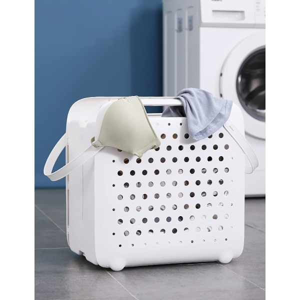 Hopfällbara tvättkorgar i plast - 50L hopfällbar tvättstång med mjukt handtag