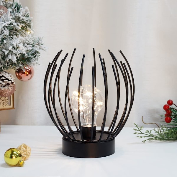 Metallbordslampa med bur, sladdlös batteridriven lampa med Edison-lampa, perfekt för bröllop, fester, uteplatser, inomhus och utomhus