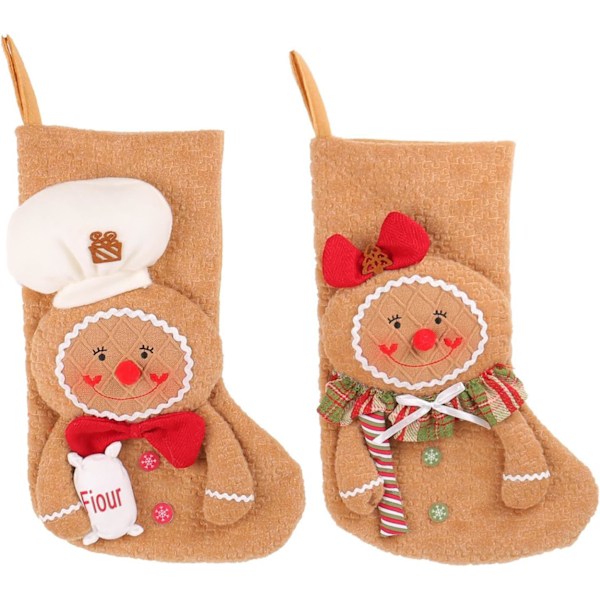 Gingerbread Man Christmas Stockings, Happy Gingerbread Man Fabric Stockings, Personalized Christmas Stocking Christmas Character