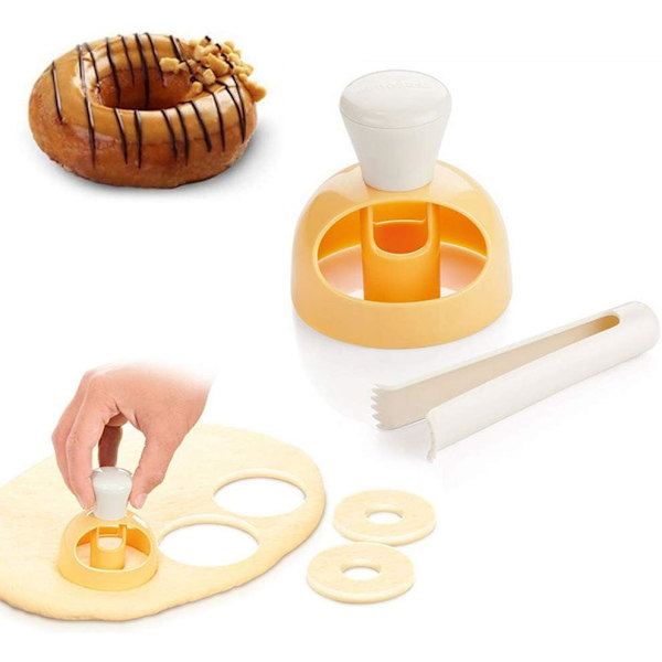 Kageform med dyppende tang, DIY Donut Cutter Biscuit Stamp Form Desserter Cutter Maker Form Køkken Bageværktøj