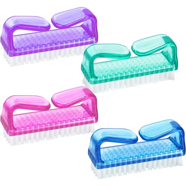 Handtag nagelborstar - 4 st plast nagelrengöringsborstar - nagelskrubborstar för rengöring av naglar