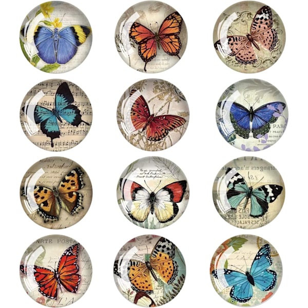 12 kpl Perhonen Jääkaappimagneetteja 3D Lasinen Ilmoitustaulu Toimiston Magneettisetti Vintage Perhonen Pienet Jääkaappimagneetti
