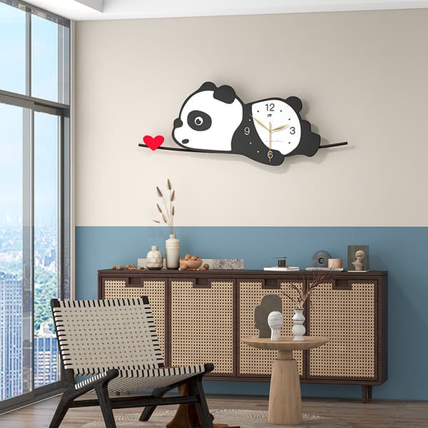 Panda seinäkello kodin sisustukseen 80x32cm