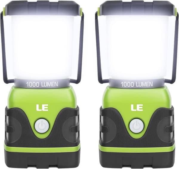 Campinglanterne, 1000 Lumen Campinglys Batteridrevet, Batterilanterne til Nødbelysning, 2 stk.