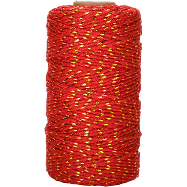 100M Bomullsgarnsnor Gaveinnpakningsgarn for Gaveinnpakning, Baking, Julepynt color 1