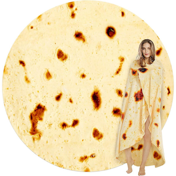 Burritos Tortilla Wrap Teppe, Nyhet Morsomme Gaver Gigant Tortilla Rund Myk Teppe for Barn 卷饼2 180X180CM