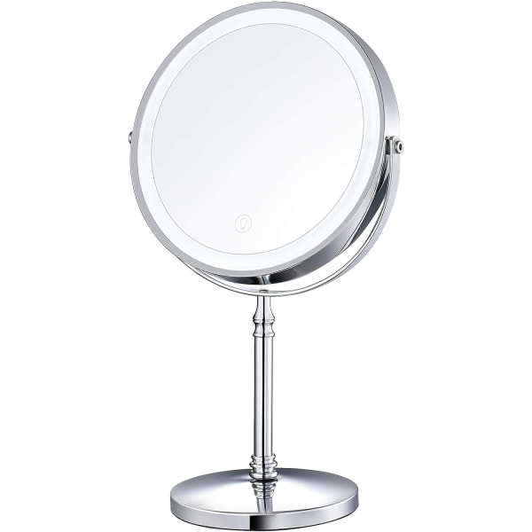 8\" Lighted Makeup Mirror, 10X Makeup Mirror with Lights, Double Sided Dimmable Magnifying Mirror with Light