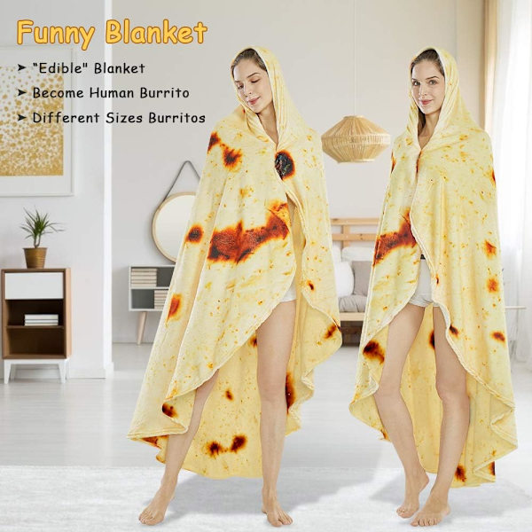 Burritos Tortilla Wrap Teppe, Nyhet Morsomme Gaver Gigant Tortilla Rund Myk Teppe for Barn 卷饼2 180X180CM