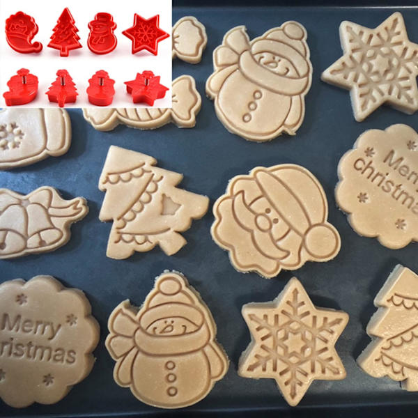 Christmas Cookie Cutter Set 4 pack Holiday Cookie Molds Christmas Cookie Cutters f r bakning 3D Cookie Cake Plunger