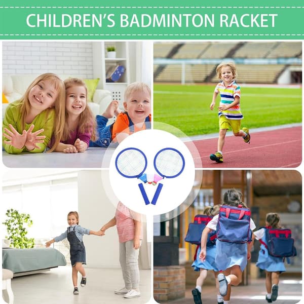 Badmintonketsæt til børn | Letvægts badmintonketsæt til baghaven med 3 badmintonbolde til børn og voksne, blå