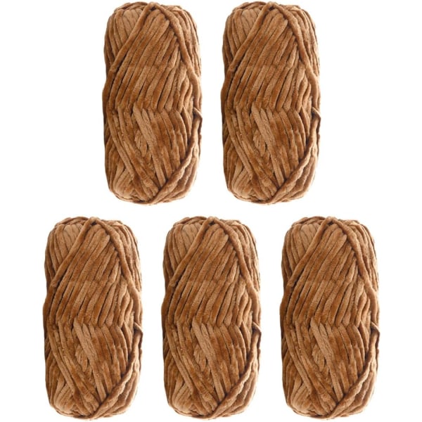 5-pack supermjuk chenille sammetgarn stickning ull tjock varm virkning stickning garn för konst stickning docka DIY väska tröja hantverk Khaki