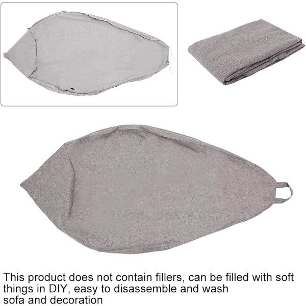 Klassisk sækkestolbetræk, Lazy Lounger sækkestol opbevaringsstolbetræk uden fyld, ensfarvet simpelt design Dark grey 90*110CM