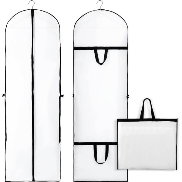 Wedding Evening Dress Garment Cover Bags - 2 Pack 180cm PEVA Clothes Cover with Handle