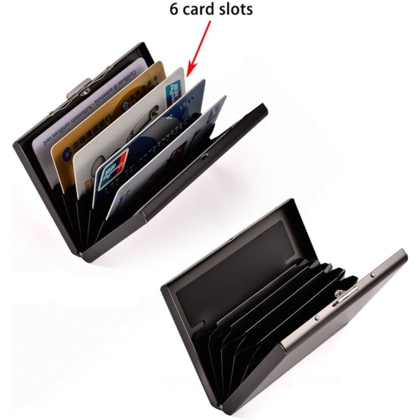 Kreditkortshållare Case i rostfritt stål Metall ID-kortshållare RFID-plånböcker Visitkortshållare för kvinnor eller män Svart