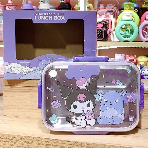 Matboks med trykk, integrert kawaii matboks med 4-punkts lås for mat, snacks og frukt color 2