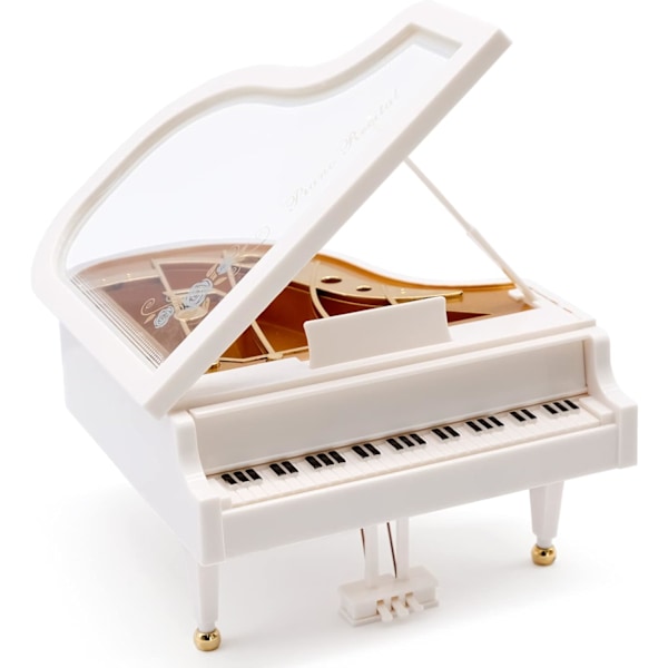 Klassisk Pianomusikboks, Musikgaver, Let Melodi, Personlige Gaver til Piger, Mini Pianobords Ornament (Hvid)