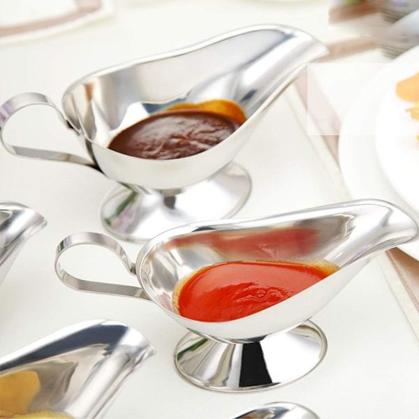 Rustfrit stål 3 OZ sovsbåd saft spand skål steg sauce skål 3 pakke
