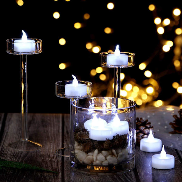 LED-fyrfadslys, 12 stk. Flammeløse stearinlys med batteridrift, til jul, bryllup, fødselsdag, Halloween-gaver, boligindretning i kølig hvid
