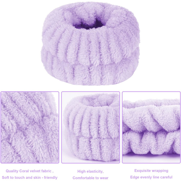 8 stk. ansigtsvask armbånd mikrofiber håndledsvask håndklæde bånd spa armbånd til vask af ansigt absorberende