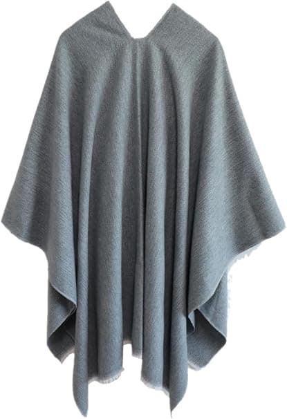 Damponcho, vändbara överdimensionerade sjalar, elegant stickad filtkappa, omlottkofta, grå