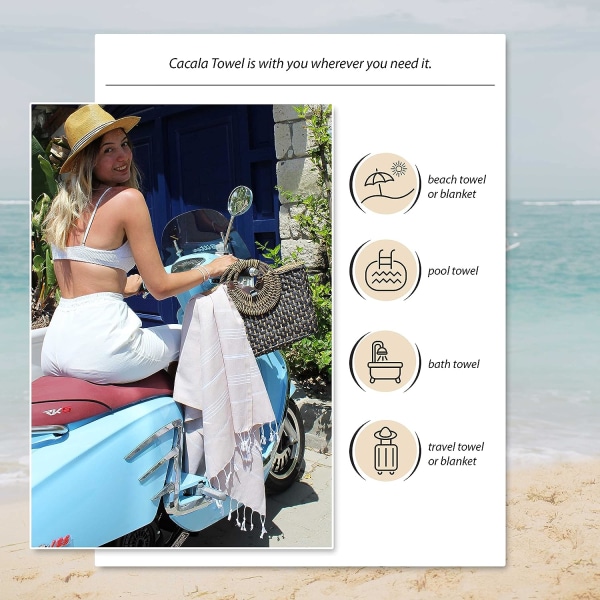 Tyrkisk strandhåndklæde hurtigtørrende og letvægts Bedst til bad, fitness, yoga, svømning og camping, lysegrå, 90 * 180cm