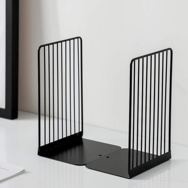 Minimalistiske bokstøtter i metall, justerbar bokholder, bokstativ, skrivebordsbokstøtte - rett linje, svart