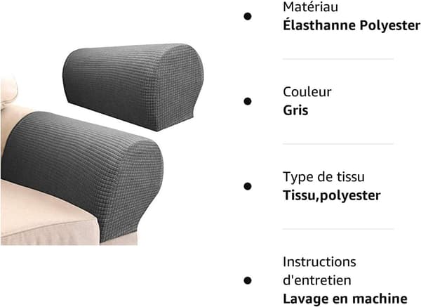Set med 4 armstödsskydd Vattentäta fåtöljskydd Stretch polyester soffarmsskydd Spandex soffskydd för vardagsrum Fåtölj (Grå)