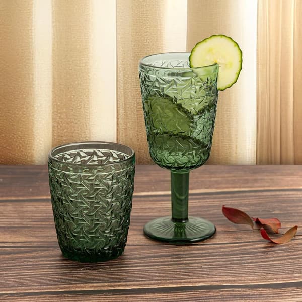 Set med 6 små glas, 300 ml, grönt glas