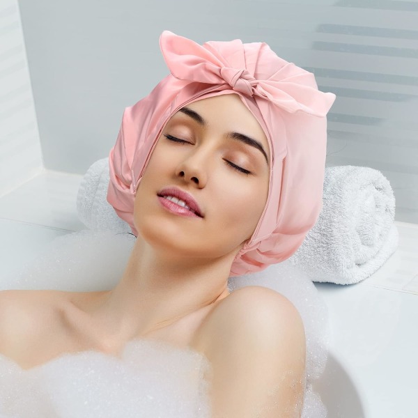 2 stk dusjhetter justerbar sløyfe badehette gjenbrukbar vanntett turban dusjhette badehette