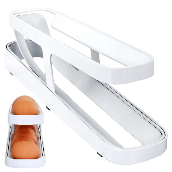 Egg Dispenser, Plassbesparende Rullende Egg Dispenser og Organizer for Kjøleskap Oppbevaring