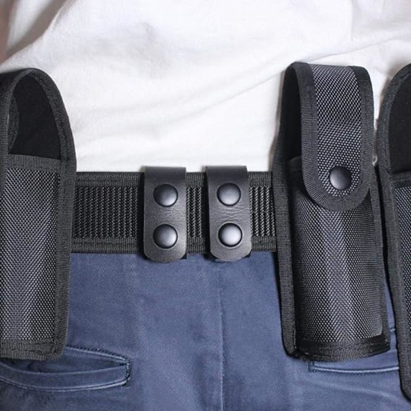 Duty Belt Keeper Läder taktiskt bälte Keeper Loop bältesspänne för 2–2 1/4 tum med dubbelsnäpp, (2Pack, svart)