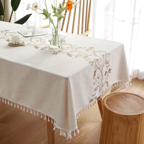 Duk för matbord Rustik cover, bomull Linnetyg Liten rektangulär bordsdukar Kaffeblad, 55x86 tum