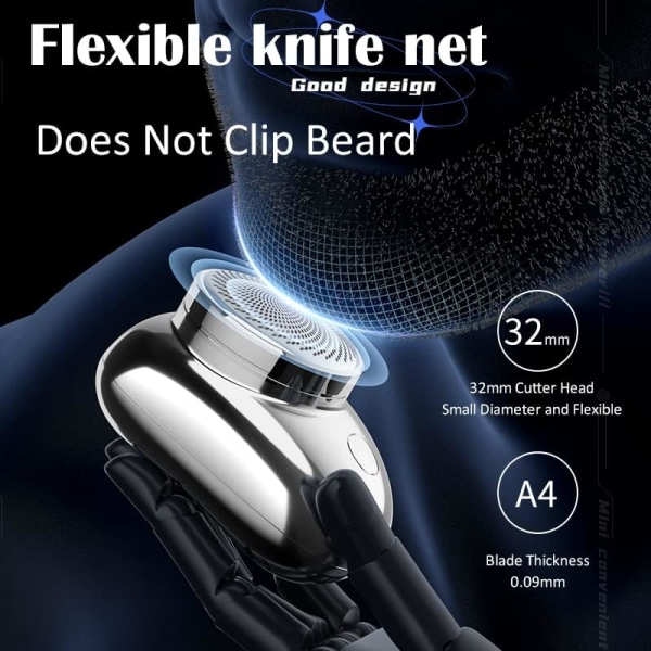 USB Mini Shaver, Men's Pocket Mini Shaver, USB Electric Shaver, Portable Wet and Dry Shaver Easy One-Click Use for Face