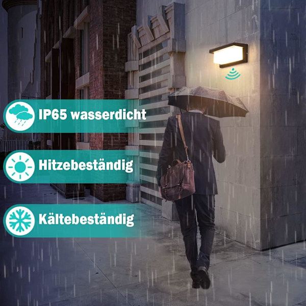 LED-vägglampa 18W varmvit 3000K rektangulär utomhusvägglampa