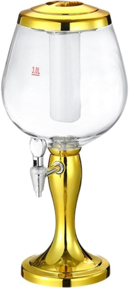 Øldispenser med isrør, 3l vanndispenser med tappekran, drikkedispenser for hjemmebar, hotellfest, gull